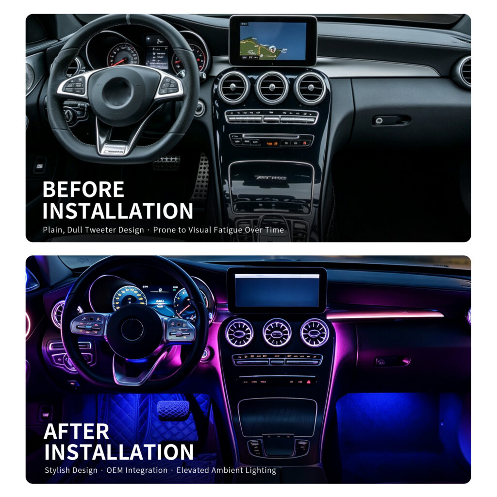 Factory Wholesale W205 Front Air Outlet 64 Colors Atmosphere Lights for 2015-2021 Mercedes-Benz C-class LED Conditioner Air Vent — main 6