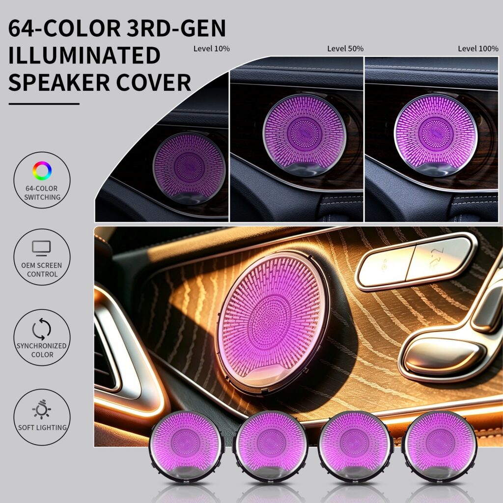 64-Color LED Midrange Speaker Cover Ambient Light for Benz C-Class W205 2015-2021 Interior Upgrade Door Speaker Atmosphere Lamp — main 1