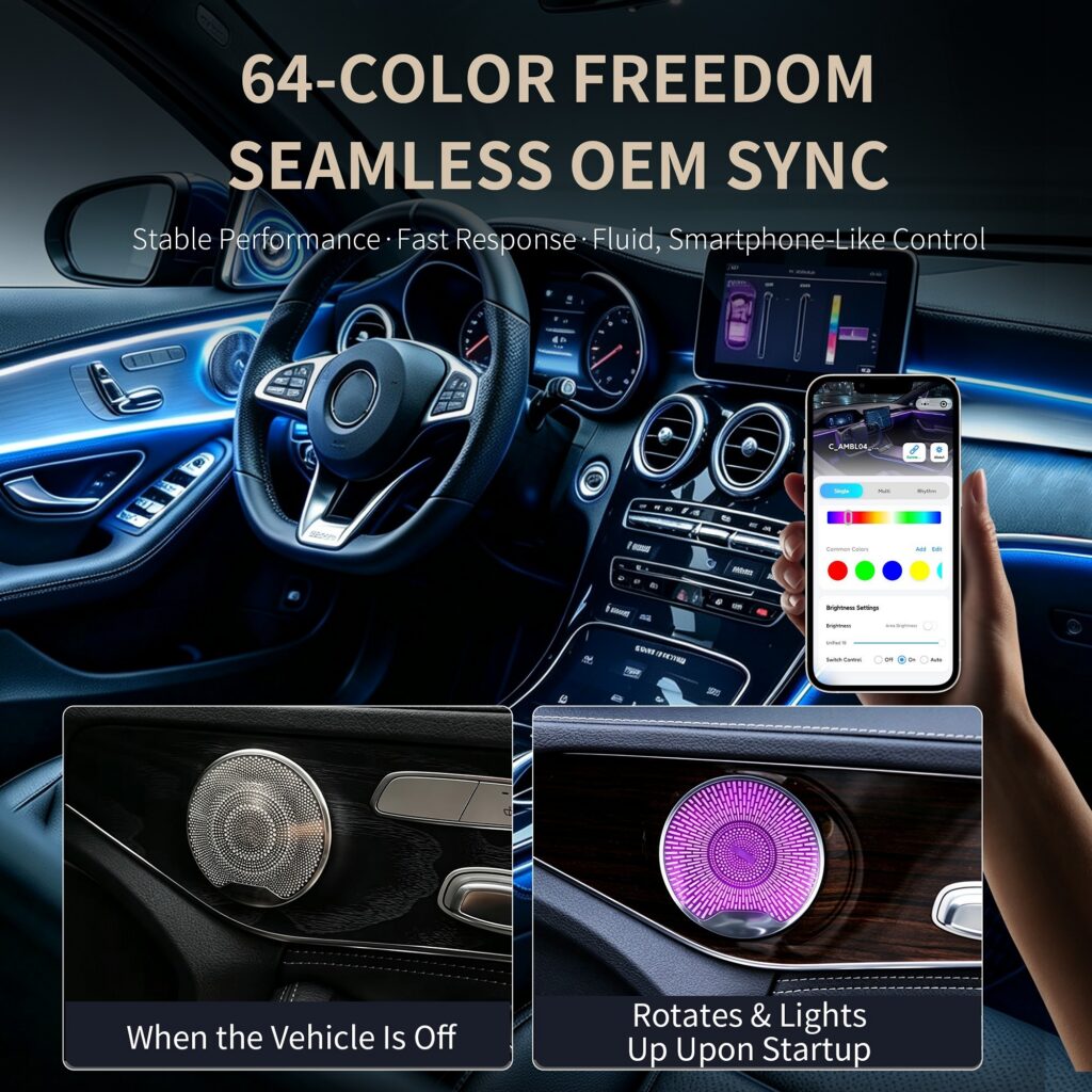 64-Color LED Midrange Speaker Cover Ambient Light for Benz C-Class W205 2015-2021 Interior Upgrade Door Speaker Atmosphere Lamp — main 3