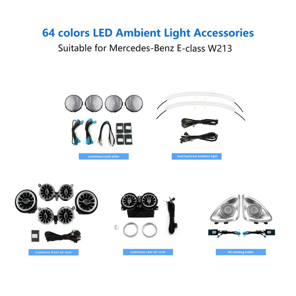 W213 Ambient Light Kits for Mercedes-Benz E-Class 2016-2022 Rotary Tweeter Atmosphere Light Luminous Turbine Vent Speaker Cover