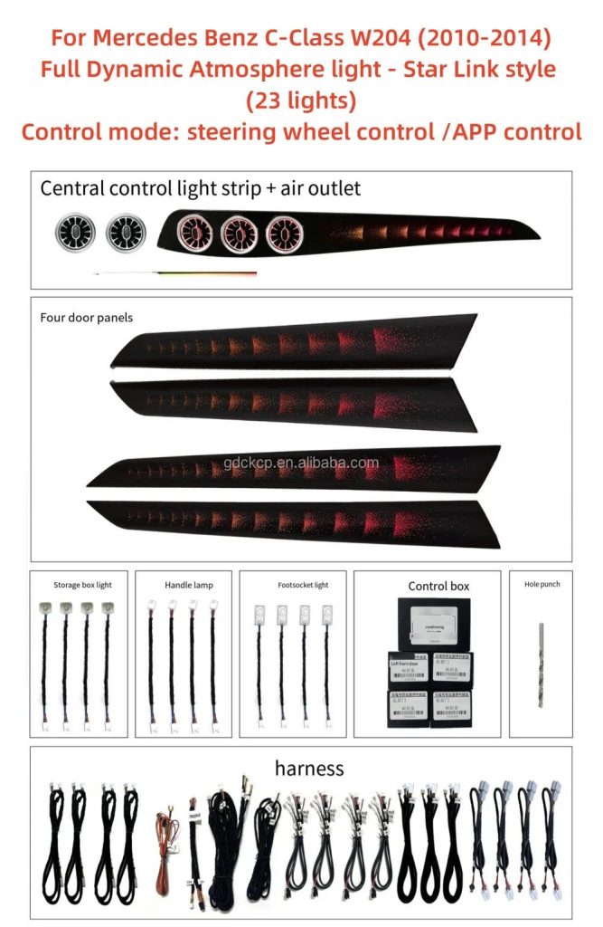 4D Rotating Tweeter LED Ambient Light Turbo Air Vent for Benz C-Class W204 2010-2014 Dashboard Upgrade