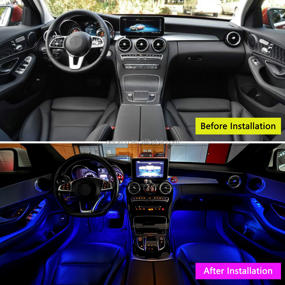 Full Set C205 64-Color Ambient Light for Mercedes Benz C-Coupe 2 Doors 2015-2023 Interior Atmosphere Lamp OEM Fit Plug and Play