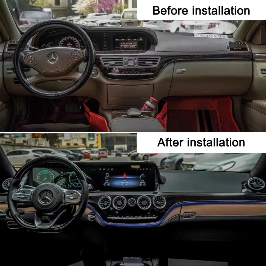 Center Console Trim Panel Turbine Vent With Ambient Light for Mercedes Benz S-class W221 Upgraded to W222 Interior Accessories