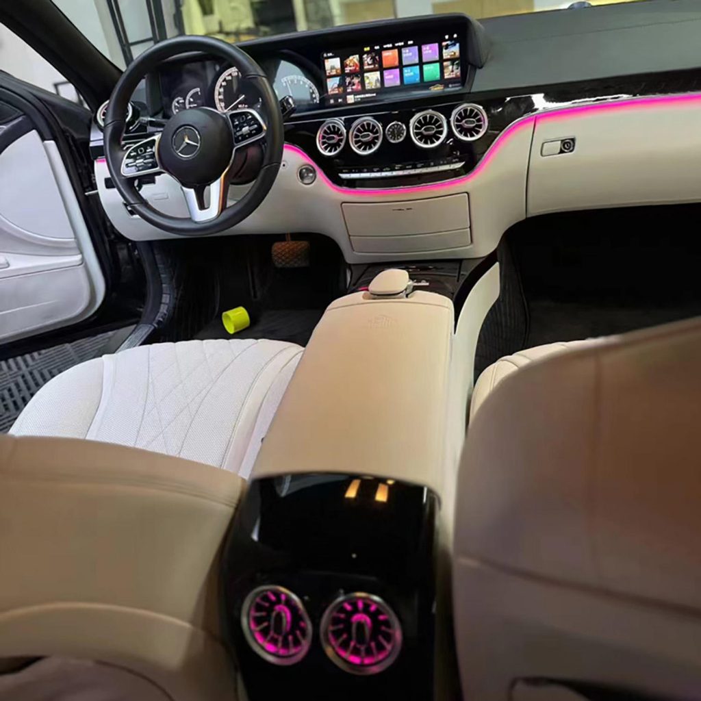 Center Console Trim Panel Turbine Vent With Ambient Light for Mercedes Benz S-class W221 Upgraded to W222 Interior Accessories