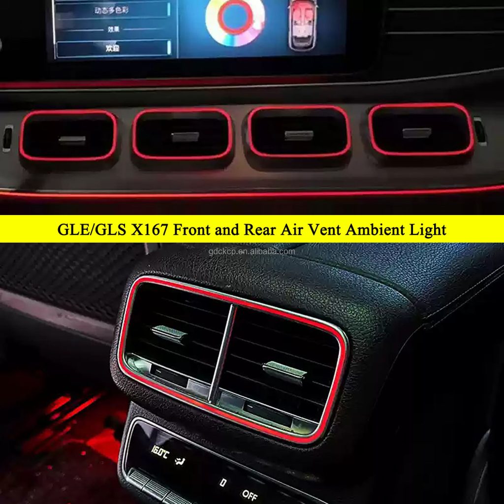 64 Colors Front and Rear Air Vent Ambient Lighting Options for Mercedes-Benz GLS X167 SUV 2020-2024