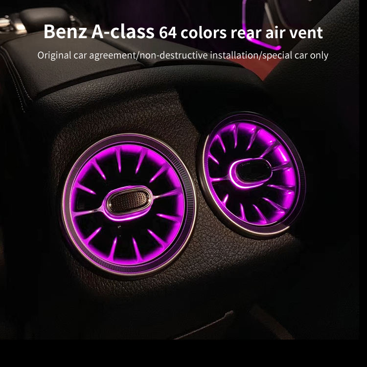 64 Colors LED Air Vent Outlet Ambient Light for Mercedes-Benz A-class W177 CLA W118 Car Air Vent Interior Lighting Upgrade