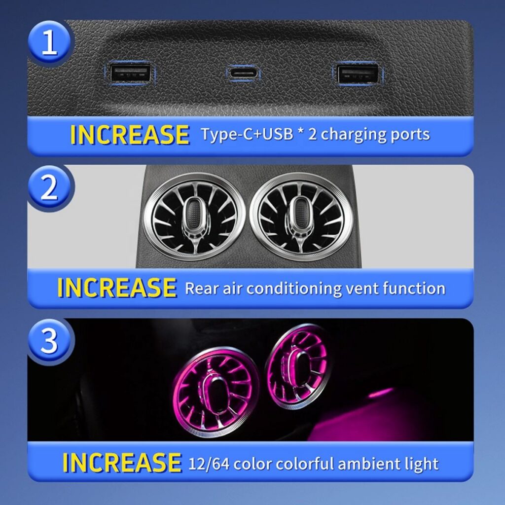 12 Colors Rear Air Vent Panel Ambient Light Non-destructive Installation for Mercedes W176 W117 X156 Retrofit Rear Air Outlet