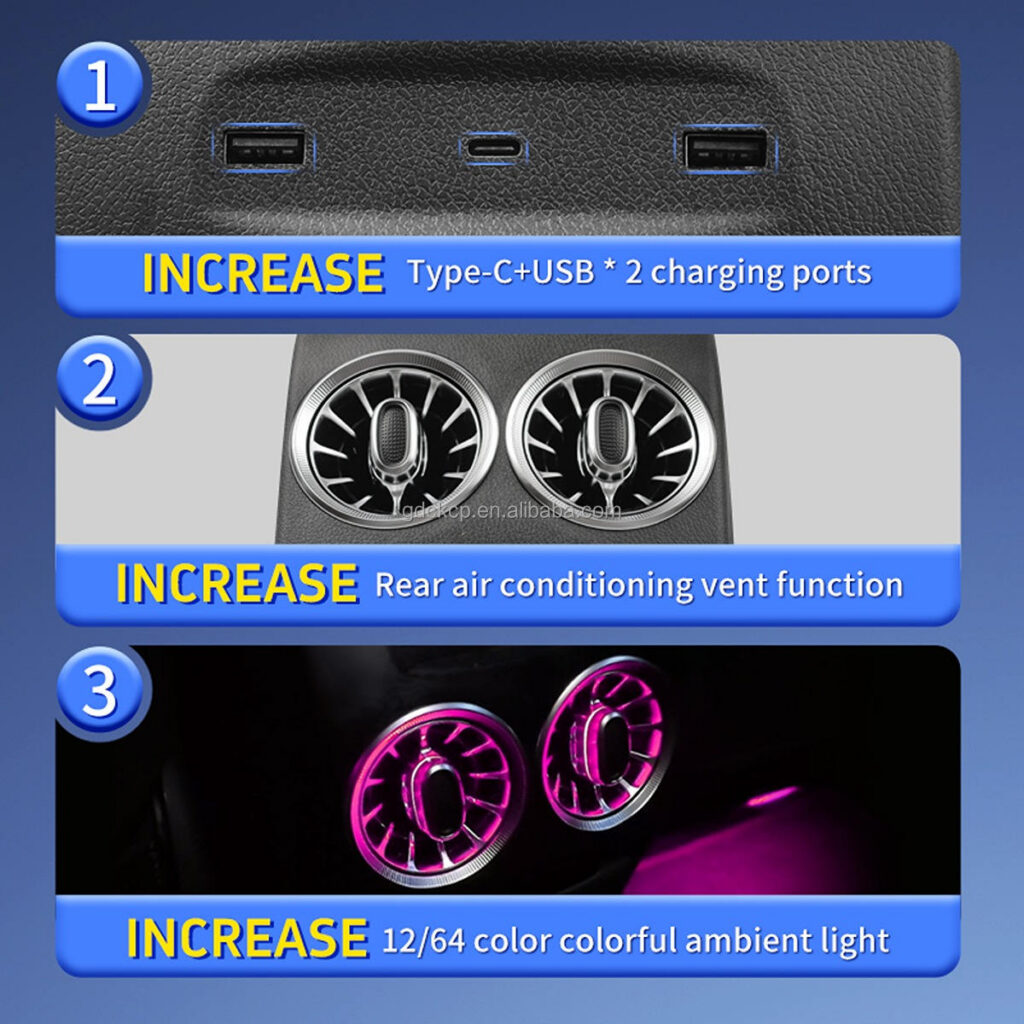 Luxury 64 Color Rear Air Outlet Assembly Upgrade Kit for MercedesBenz A-class W176 B-class W246 CLA C117 GLA X156 Rear Air Vent