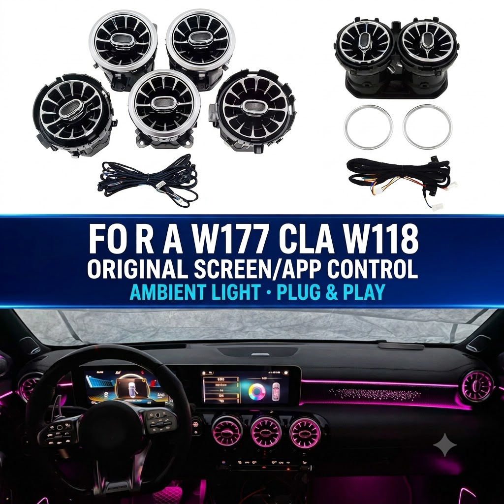 64 Colors LED Air Vent Outlet Ambient Light for Mercedes-Benz A-class W177 CLA W118 Car Air Vent Interior Lighting Upgrade