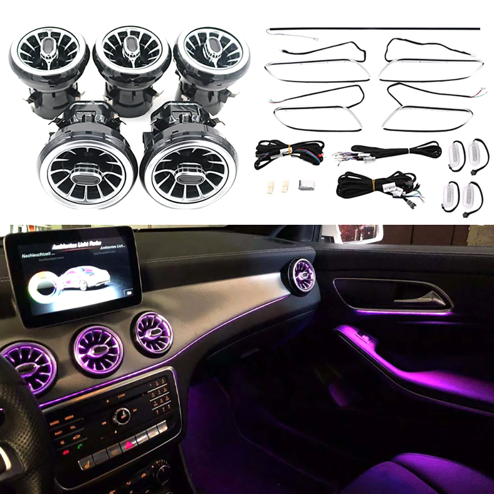 For Mercedes Benz B-class W246 GLA W156 Auto Lighting System Interior Atmosphere 12 Colors Led Ambient Light Turbine Vents