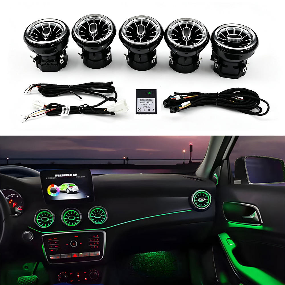 W176 Car Front Turbine Air Outlet 12 Colors Ambient Light for Mercedes Benz A-class 2013-2018 CLA W117 Luminous Air Vent