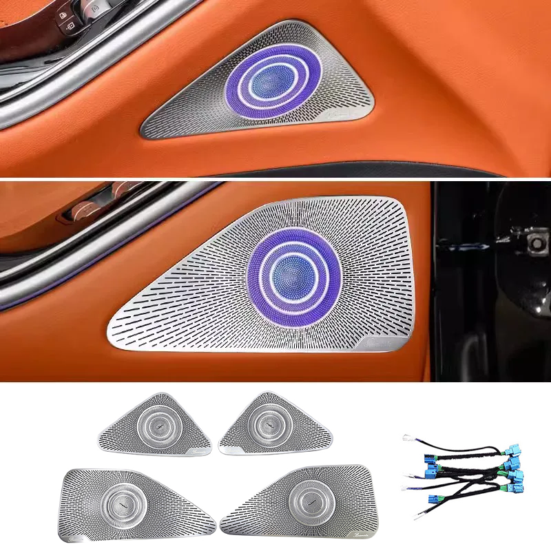 Hot Sale Four-Door Luminous Speaker Cover 64-Color LED Ambient Light Car Door Tweeter Trim Cover for Mercedes Benz S-Class New