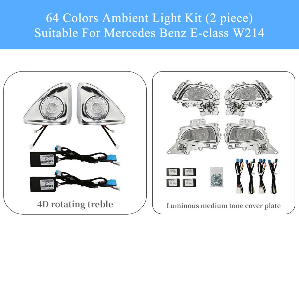 64-Color Ambient Light Kit, 4D Tweeters and Speaker Covers for Mercedes-Benz E-Class V214 Long-Wheelbase Saloon 2024-2026