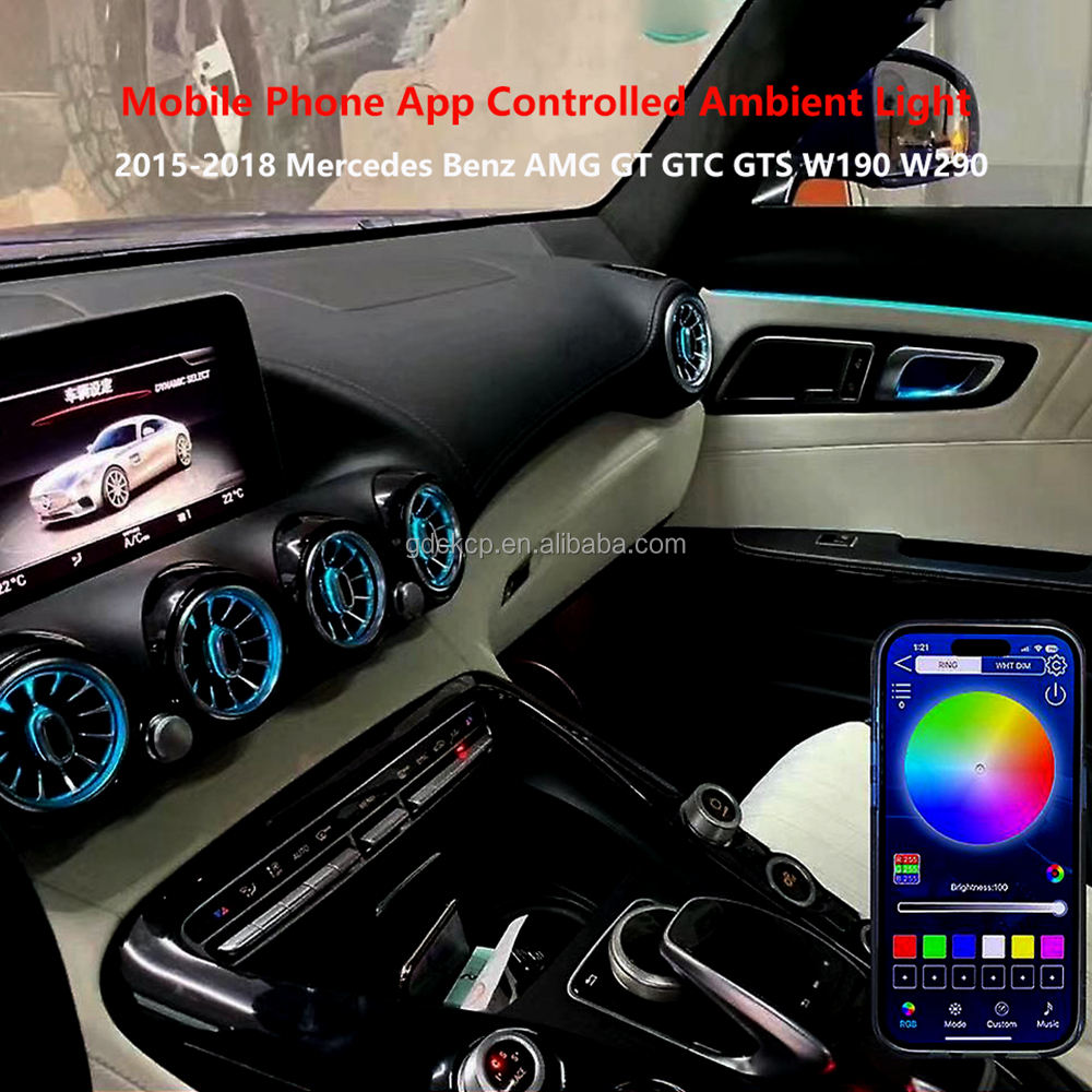 Mobile Phone Control C190 64 Colors Front Air Vent Ambient Light for 2015-2018 Mercedes Benz AMG GT GTS LED Air Outlet