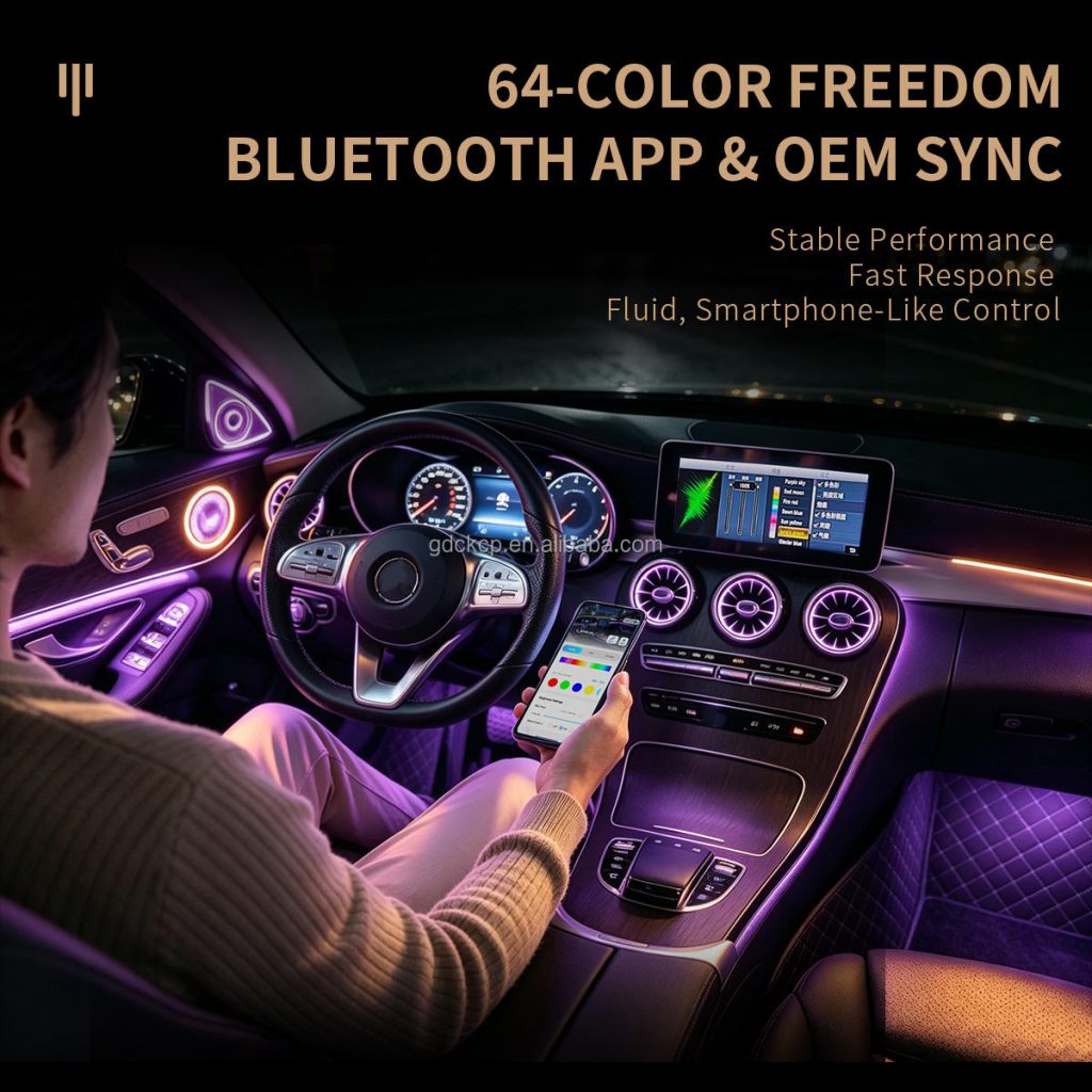 Full Set C205 64-Color Ambient Light for Mercedes Benz C-Coupe 2 Doors 2015-2023 Interior Atmosphere Lamp OEM Fit Plug and Play