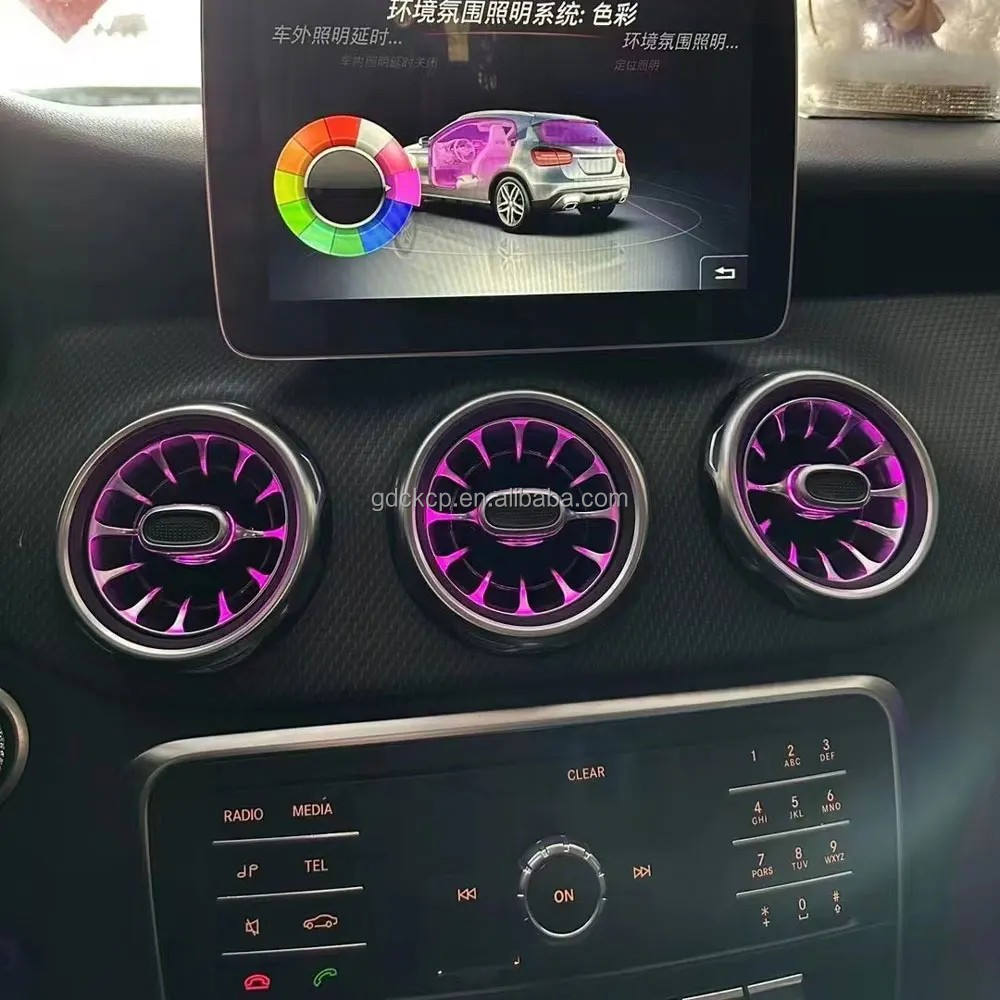 64 Colors LED Front Rear Air Vent Ambient Light for Mercedes A-Class W177 CLA C118 Plug and Play Car Interior Atmosphere Lamp