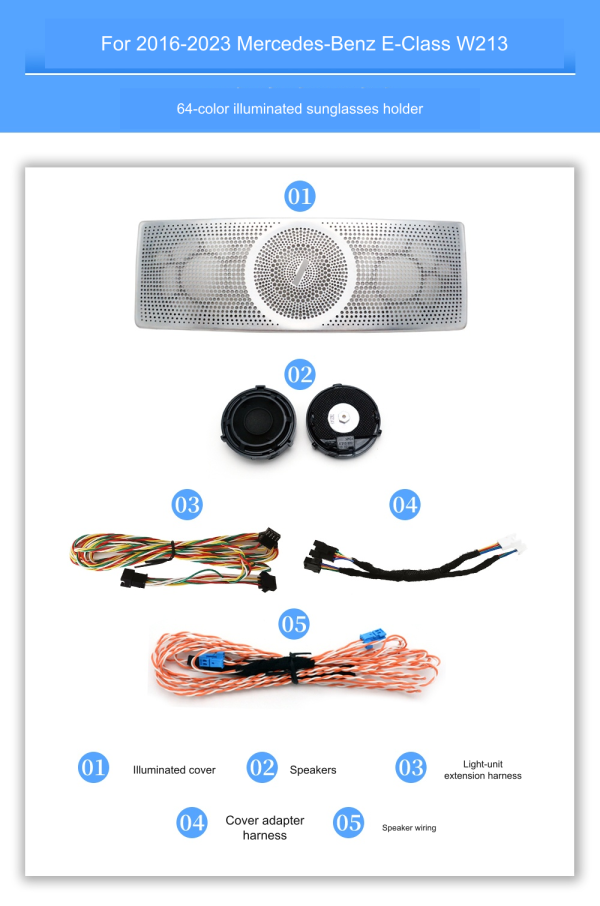 Illuminated glasses-compartment cover kit